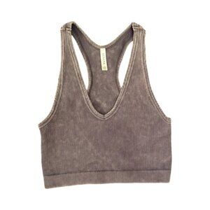 Zenana Ribbed Racerback Crop Tank – Soft Stretch Knit, Size L/XL